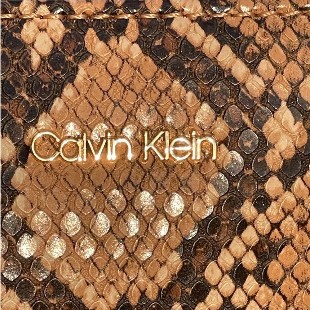 Calvin Klein Snake-Embossed Crossbody Bag Tan Brown | Small - Picture 3 of 12